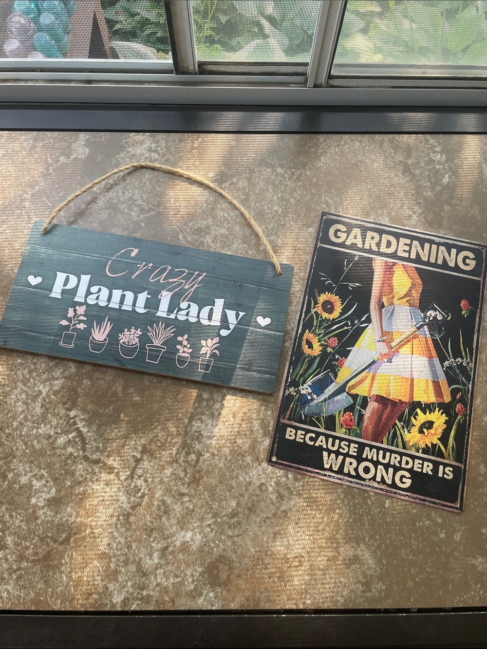 Funny Gardening Signs Lot of 2